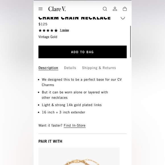 Clare V charm chain necklace NWT - Picture 4 of 9